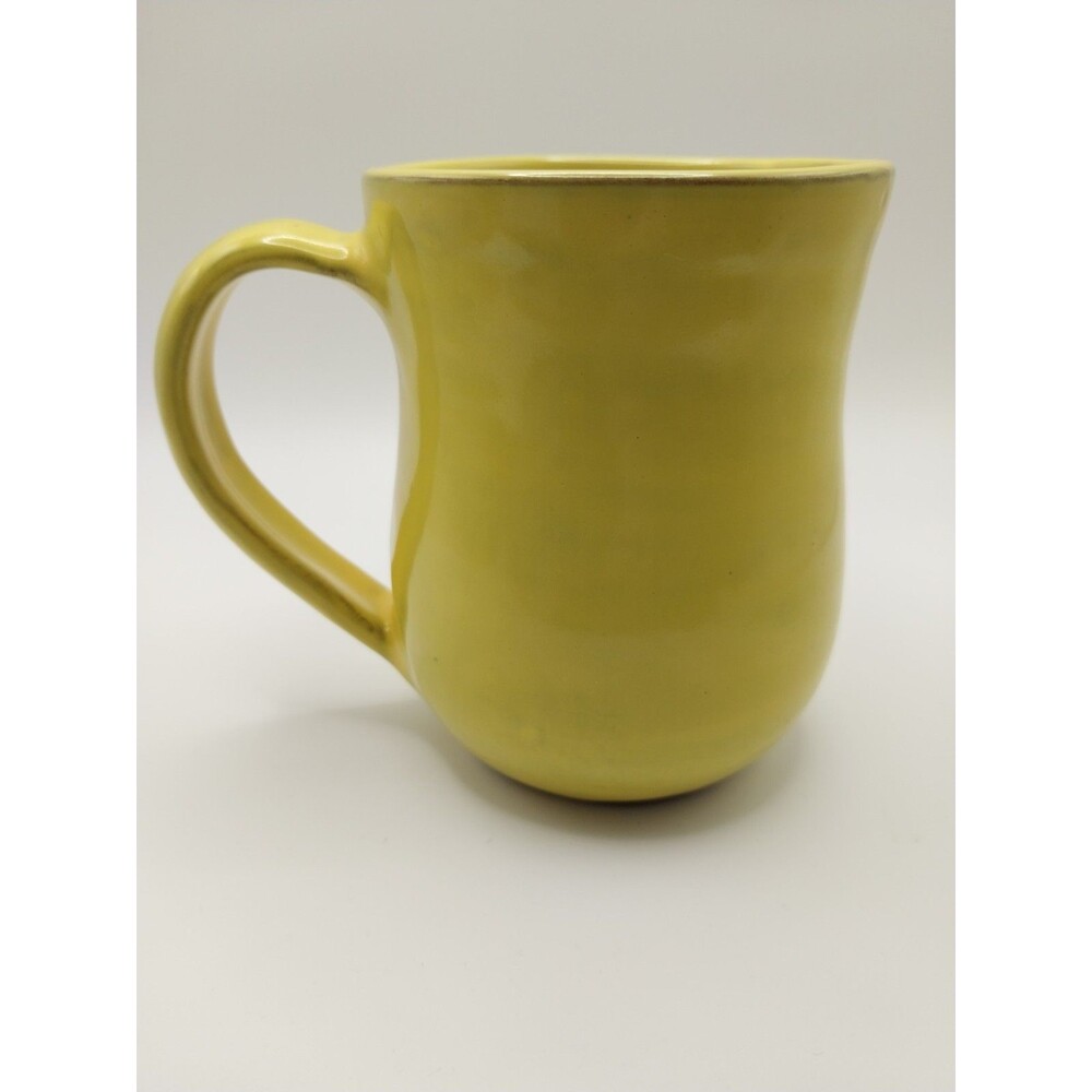 Papillon Marketplace Haiti Hand thrown Ceramic Coffee Mug Yellow Signed Lucifer